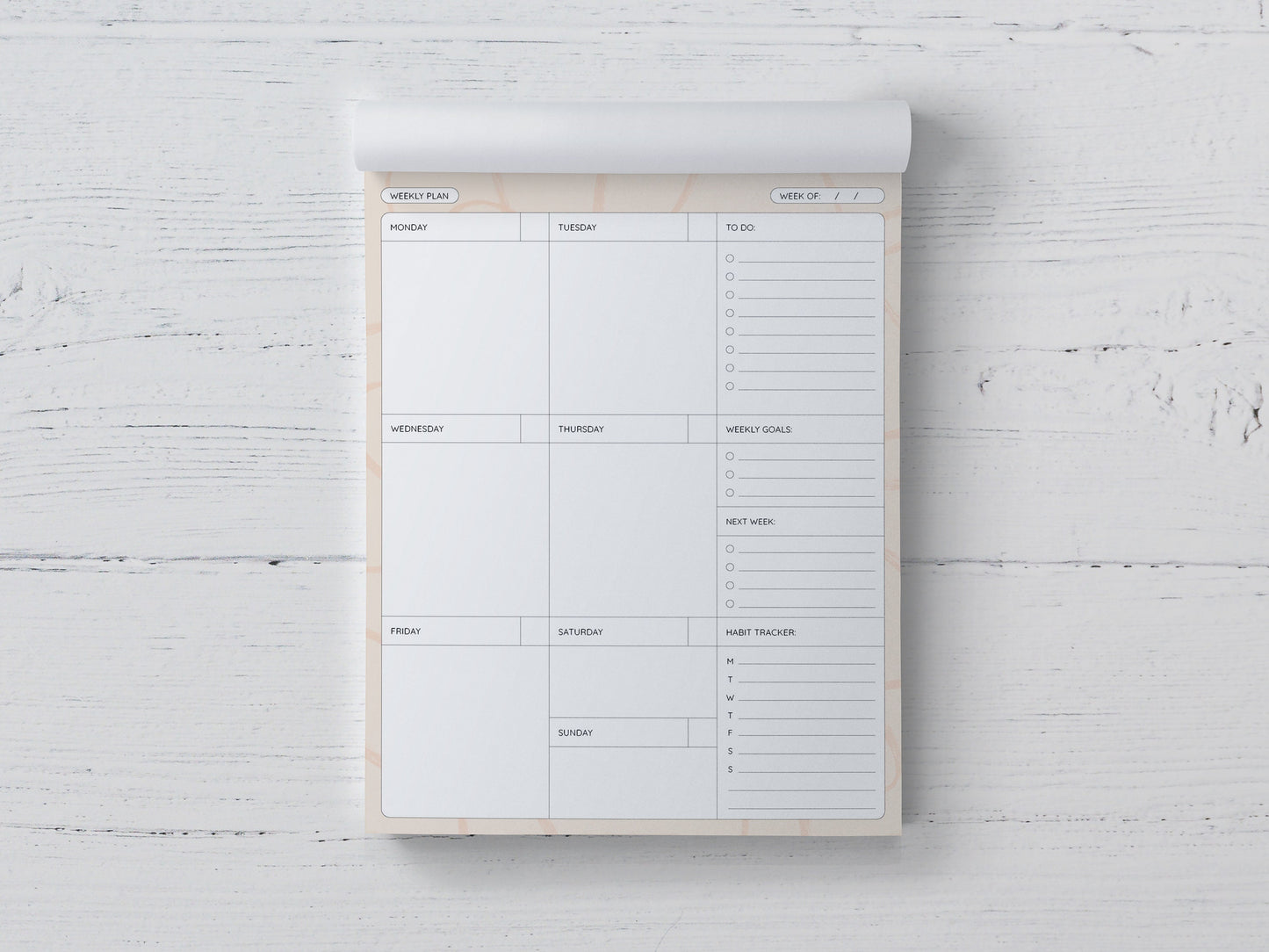 Weekly to To Do Tear Off Notepad - 52 Pages: Undated