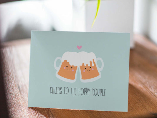 Funny Beer Wedding Card: Cheers to the Hoppy Couple