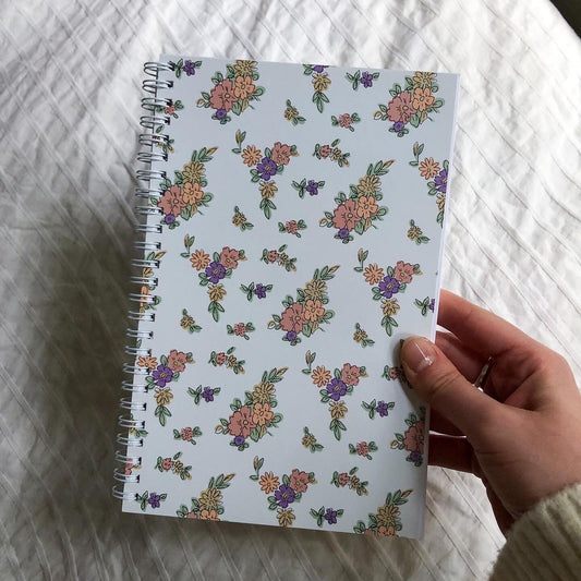 Floral Undated Planner, Weekly Monthly Agenda, 5.5x8.5"
