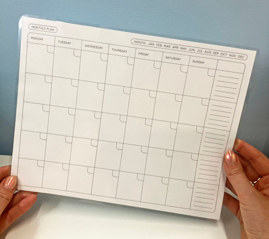 Laminated Monthly Planner: Reusable 8x10 Dry Erase Organizer