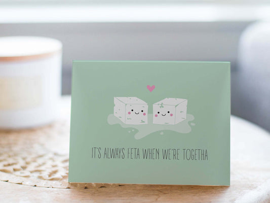 Funny Feta Cheese Anniversary Card: Pun Love Card