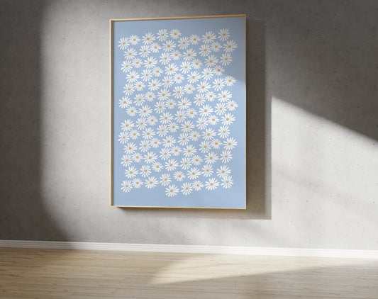 Blue Daisy Print - Blue Flower Pattern (Digital Download)