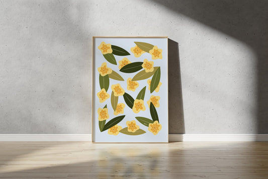 Yellow Pansy Print – Abstract Botanical Wall Art (Digital Download)