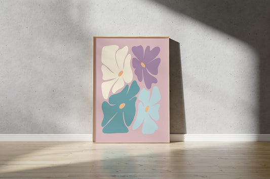 70s Style Flower Print – Abstract Floral Art (Digital Download)