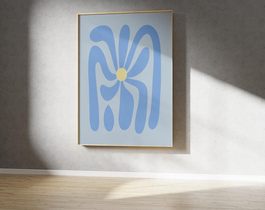 Blue Petal Fall Art Abstract Flower Art (Digital Downloafd)