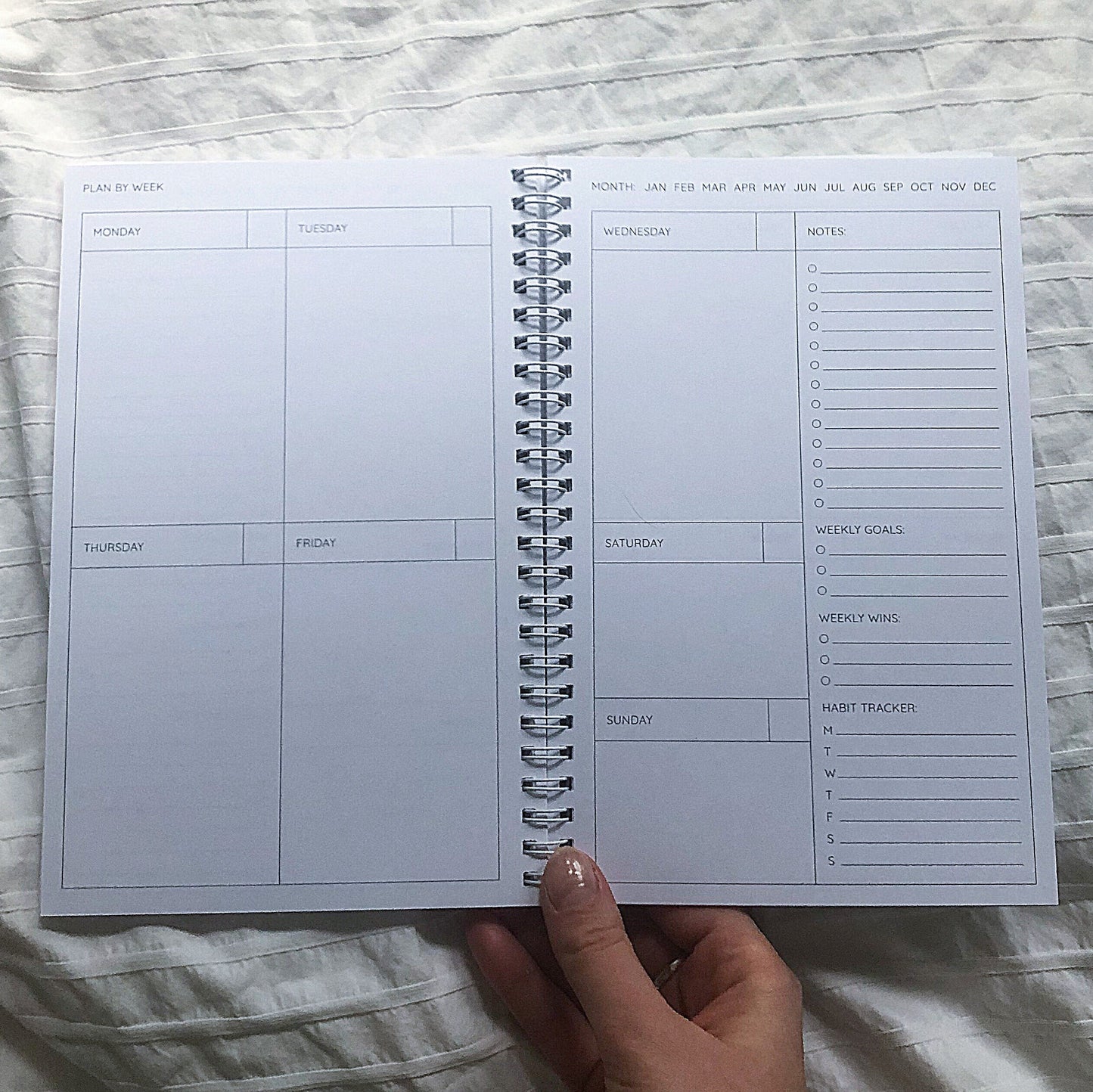 Floral Undated Planner, Weekly Monthly Agenda, 5.5x8.5"