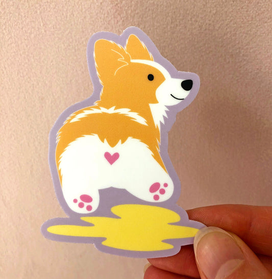 Corgi Butt Pee Sticker: Die-Cut Vinyl Macbook Decal