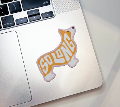 Corgi So Long Sticker: Die-Cut Vinyl Laptop Decal