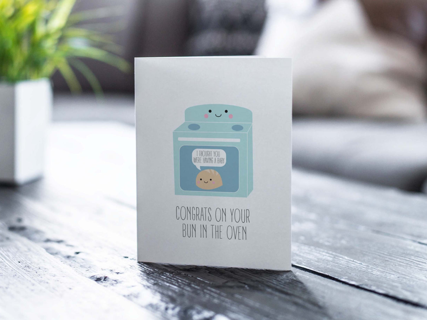 Baby Shower Card, New Baby Card - Bun in the Oven