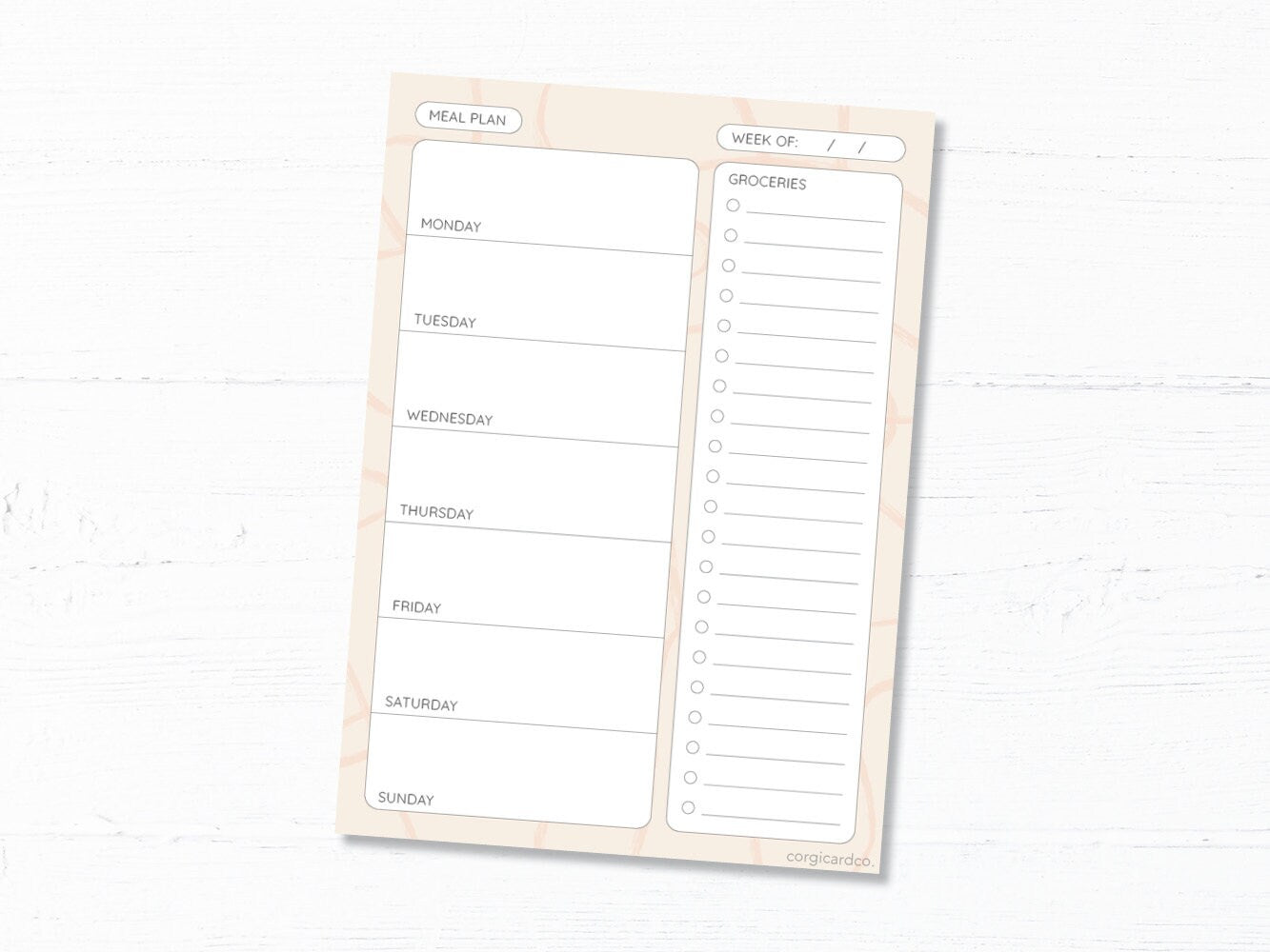 Weekly Meal Planner Notepad: 52-Page Grocery List