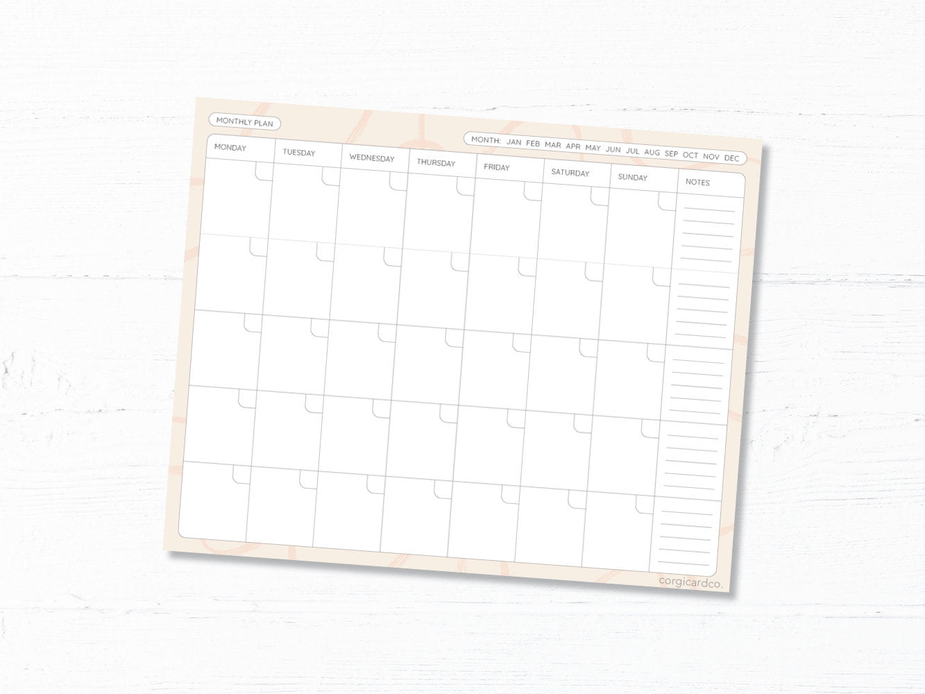 Undated Monthly Planner: 24 Page Tear-Off Notepad