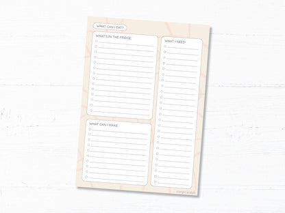 Fridge Inventory Notepad: Weekly Meal Planner & Grocery List