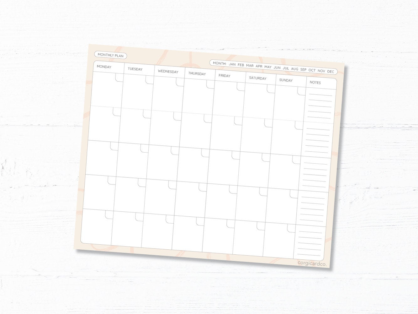 Undated Monthly Planner - 24 Page Notepad