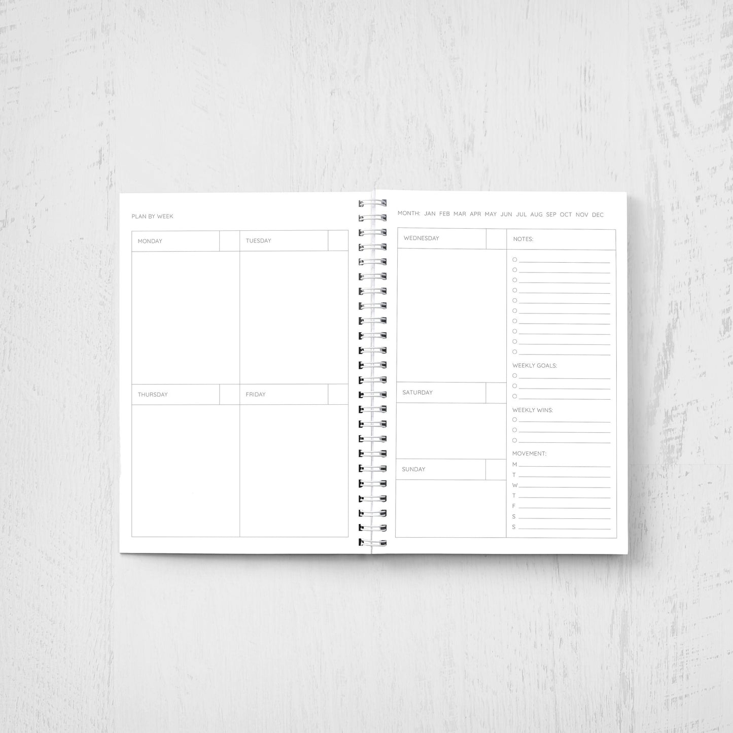 Floral Undated Planner, Weekly Monthly Agenda, 5.5x8.5"