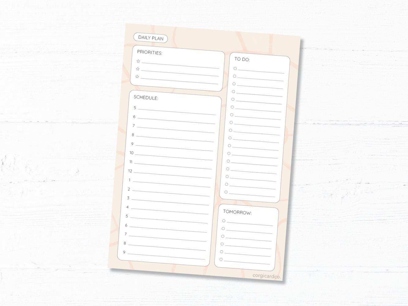 Daily Planner/Organizer Notepad - 50 Pages