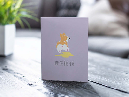 Birthday Card - Corgi Hap-pee Birthday