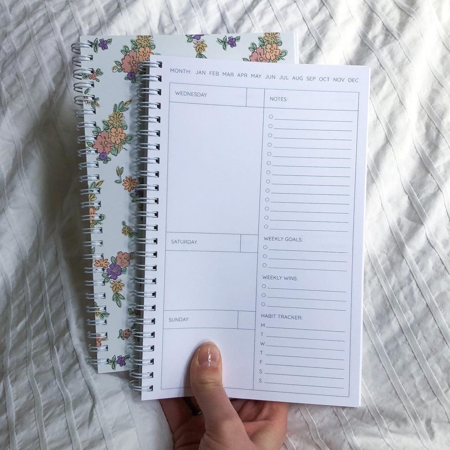 Floral Undated Planner, Weekly Monthly Agenda, 5.5x8.5"