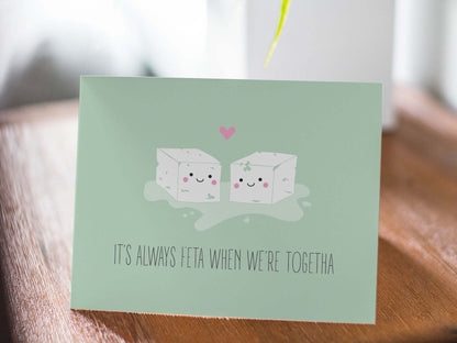 Funny Feta Cheese Anniversary Card: Pun Love Card