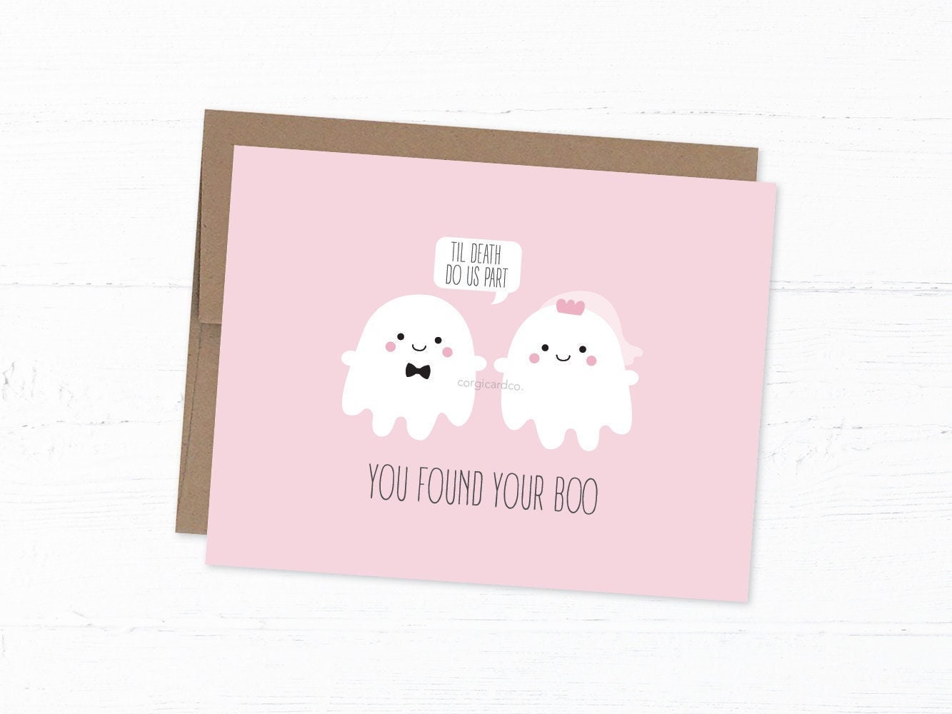 Funny Ghost Wedding Card, Spooky Engagement Card - You Found Your Boo