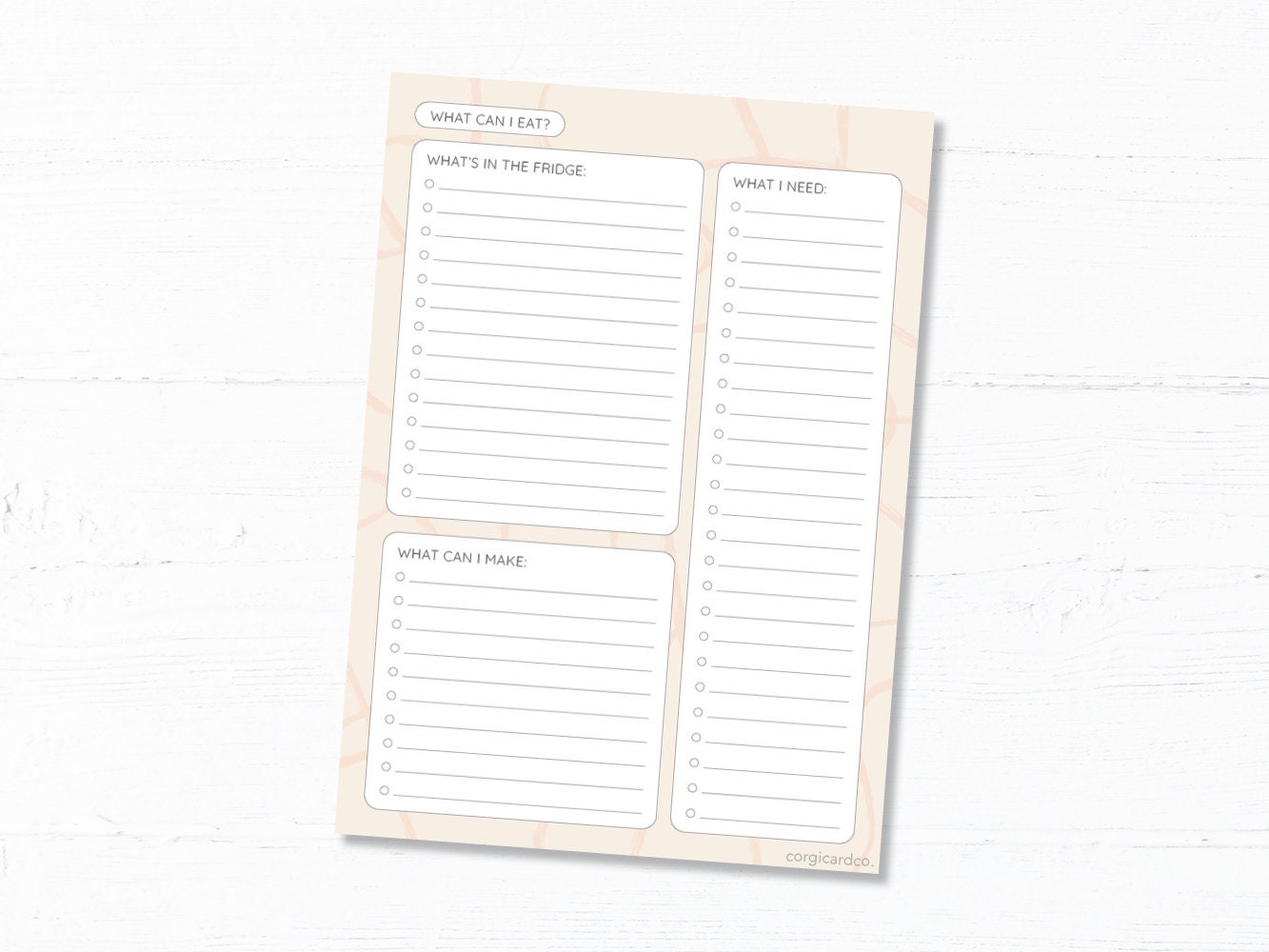 Grocery List & Fridge Inventory - 52 Page Notepad