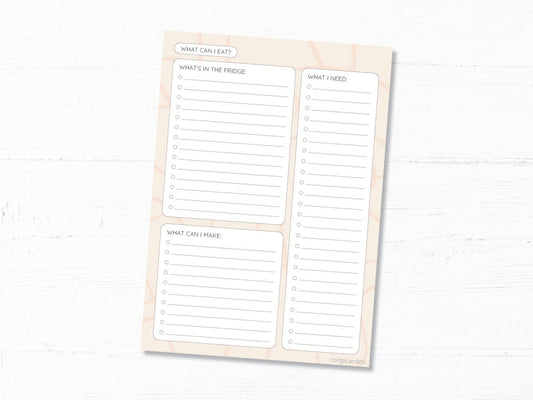 Grocery List & Fridge Inventory - 52 Page Notepad