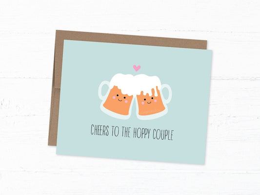 Funny Beer Wedding Card: Cheers to the Hoppy Couple