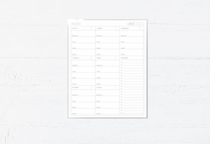 Laminated Reusable Meal Planner - Organizer/Grocery List