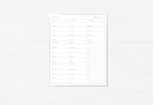 Laminated Reusable Meal Planner - Organizer/Grocery List
