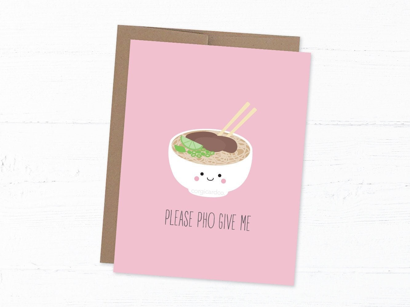 Funny Apology Card, Cute Pho Card, Cute Sorry Card - Please Pho-give Me