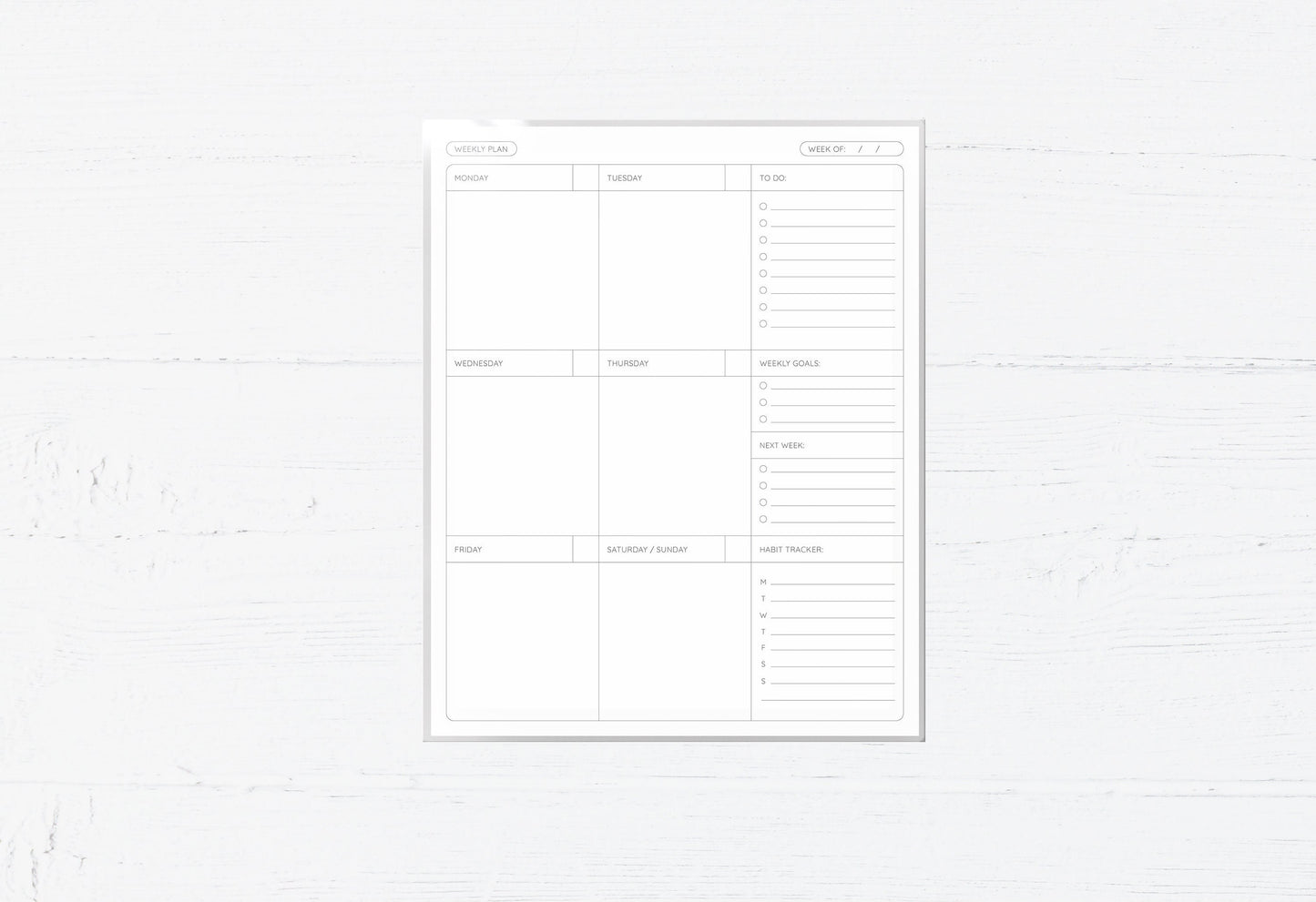 Laminated Weekly Planner: Reusable Minimalist Organizer (8x10)