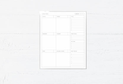 Laminated Weekly Planner: Reusable Minimalist Organizer (8x10)
