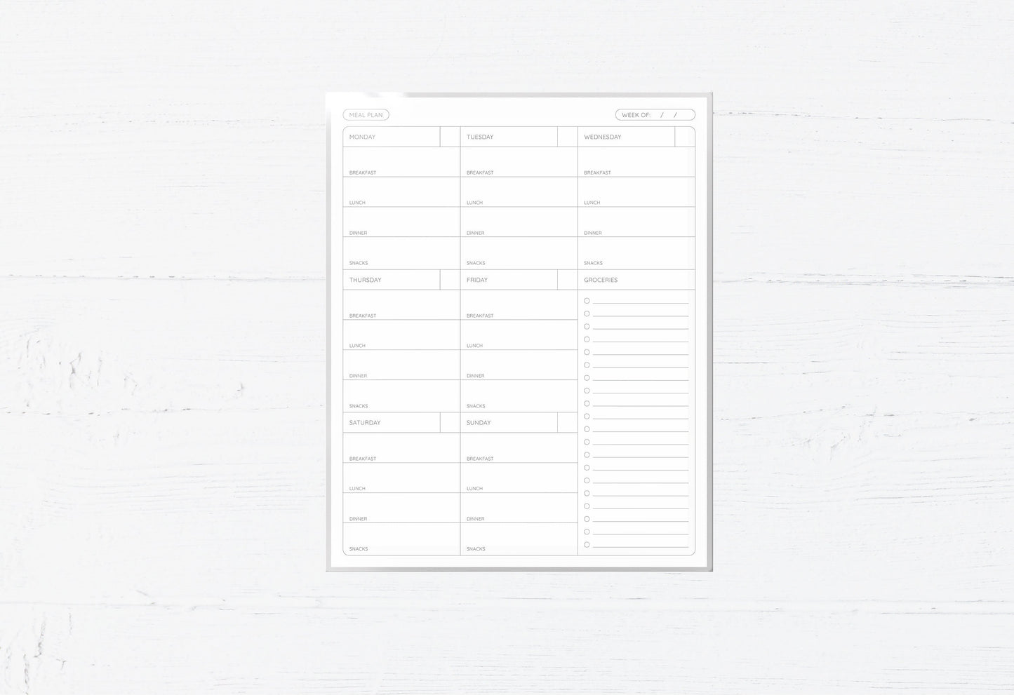 Laminated Weekly Meal Planner: Reusable Grocery List Organizer