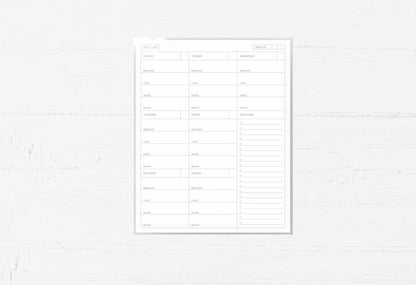 Laminated Weekly Meal Planner: Reusable Grocery List Organizer