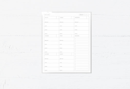 Laminated Weekly Meal Planner: Reusable Grocery List Organizer