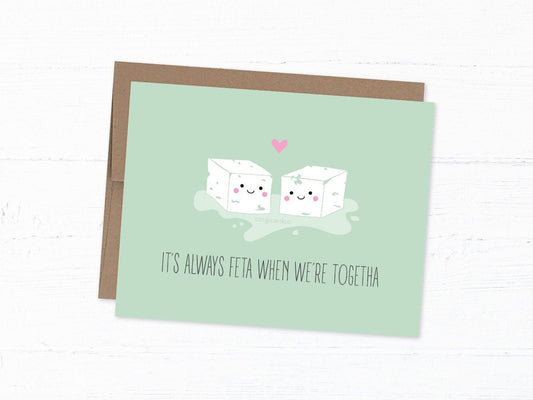 Funny Feta Cheese Anniversary Card: Pun Love Card