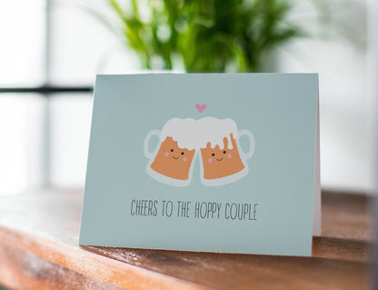 Wedding/Engagement Card - Cheers to the Hoppy Couple