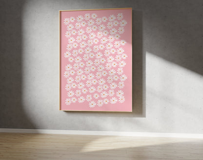 Pink Daisy Art -Flower Print Pattern (Digital Download)