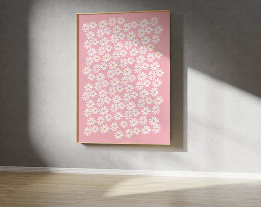 Pink Daisy Art -Flower Print Pattern (Digital Download)