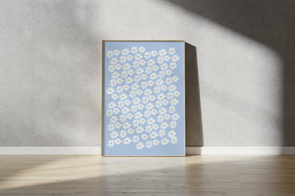 Blue Daisy Print - Blue Flower Pattern (Digital Download)