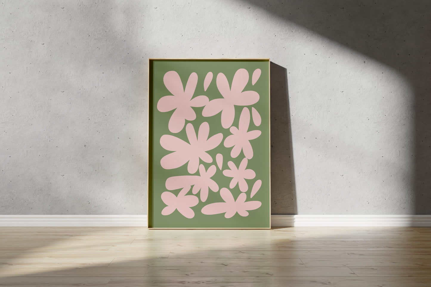 Abstract Flower Outline Art Print – Pink Floral Illustration (Digital Download)