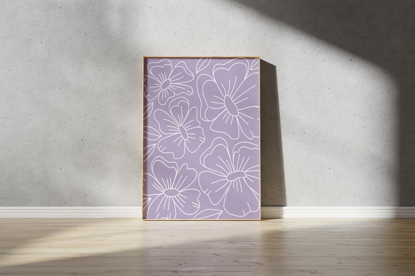 Purple Floral Outline Print – Abstract Botanical Wall Art (Digital Download)