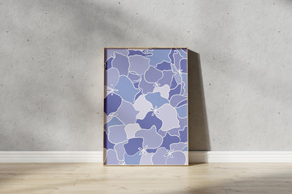 Purple Hydrangea Outline Print – Abstract Botanical Wall Art (Digital Download)