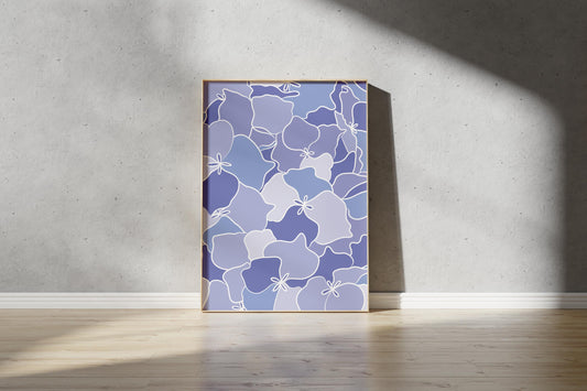 Purple Hydrangea Outline Print – Abstract Botanical Wall Art (Digital Download)