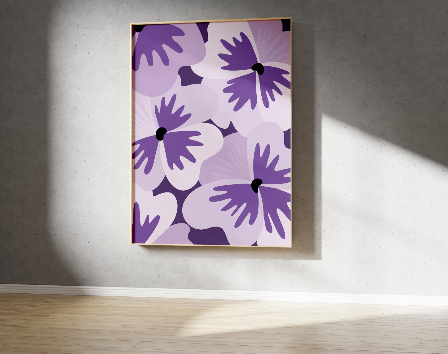 Purple Pansy Print – Abstract Botanical Wall Art (Digital Download)