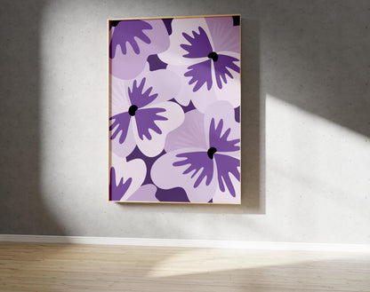 Purple Pansy Print – Abstract Botanical Wall Art (Digital Download)