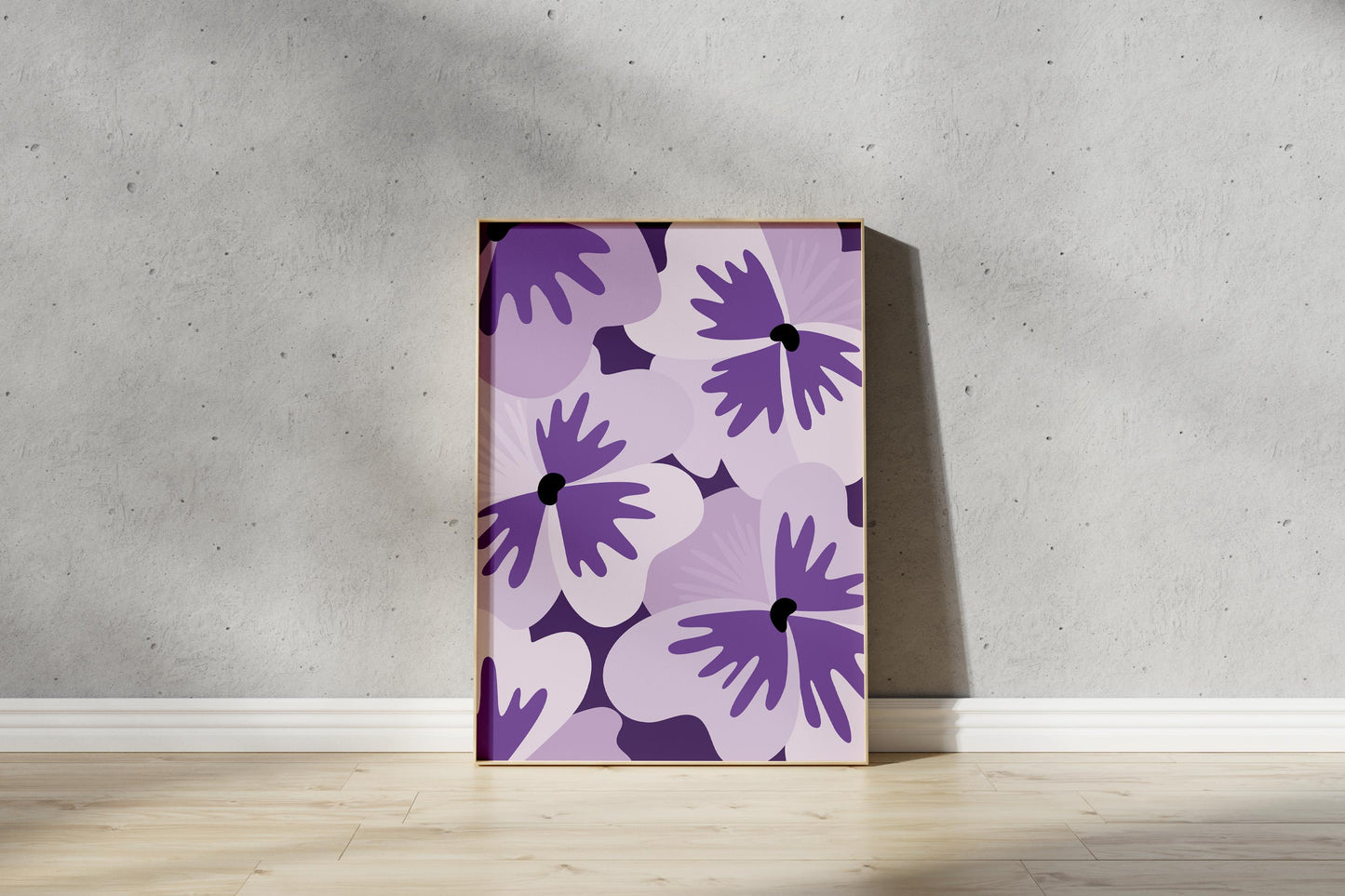 Purple Pansy Print – Abstract Botanical Wall Art (Digital Download)