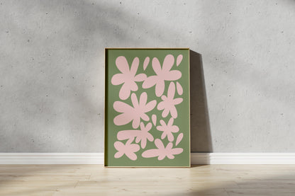 Abstract Flowers Print - Cut-out Style Art (Digital Download)