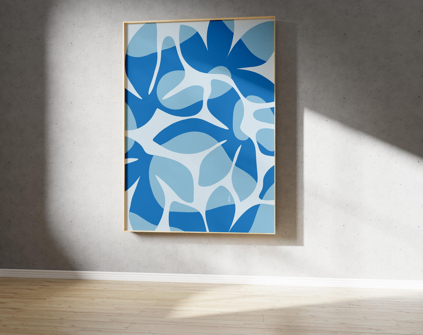 Abstract Floral Blue Print – Abstract Botanical Wall Art (Digital Download)