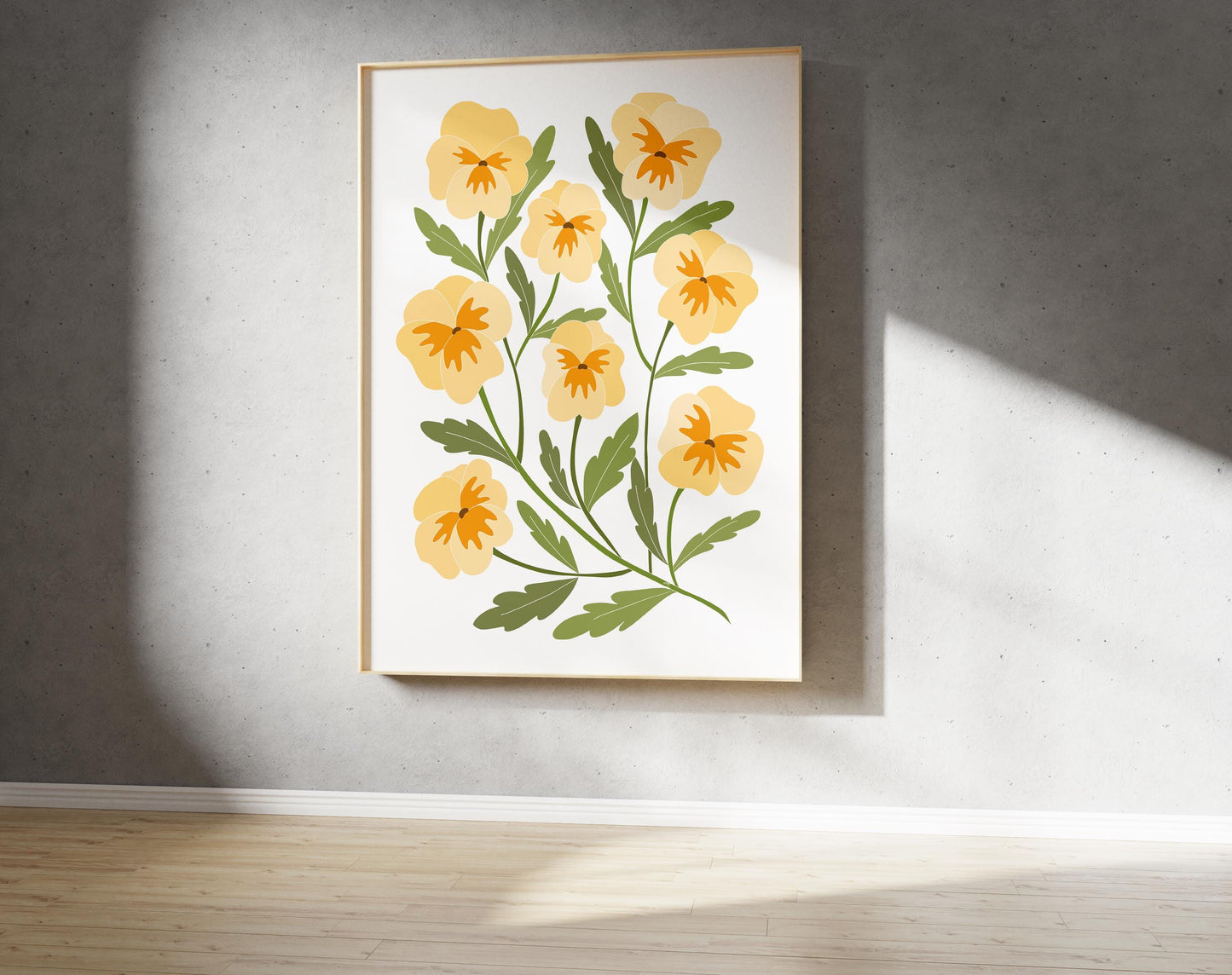 Pansy Yellow Print – Abstract Botanical Wall Art (Digital Download)