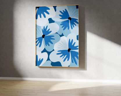 Blue Pansy Print – Abstract Botanical Wall Art (Digital Download)